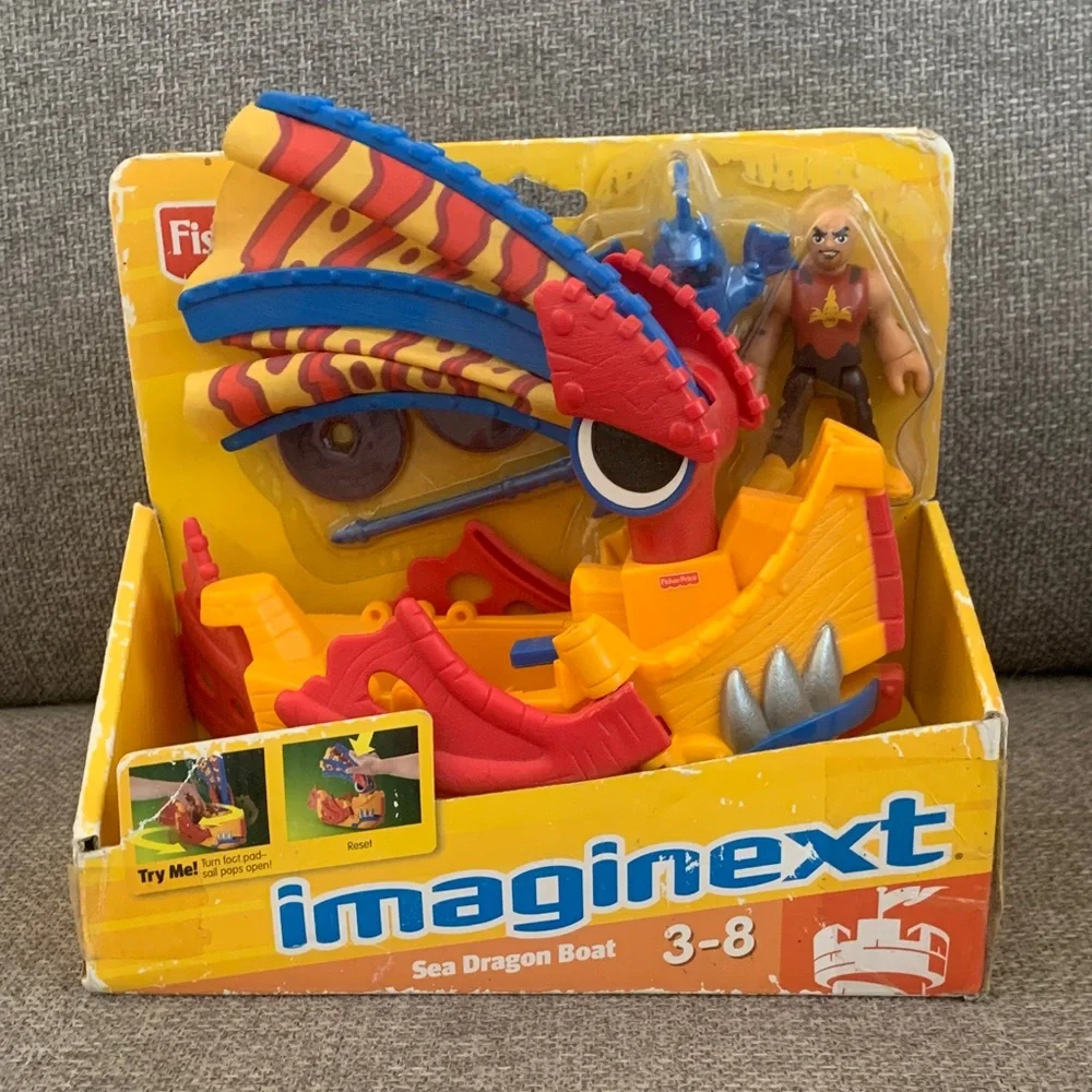 Imaginext Sea Dragon Boat Playset with Accessories and Figure Retired